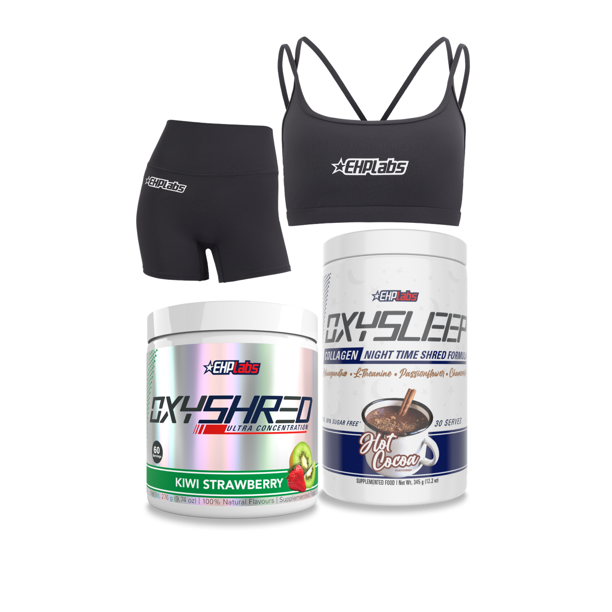 Hot Girl Stack bundle with OxyShred, OxySleep, EHP sports bra, Sculpt leggings and Sculpt shorts